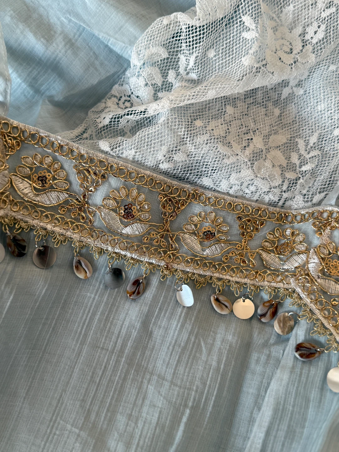 Blue Summer Dress with Lace Detail - photo 5