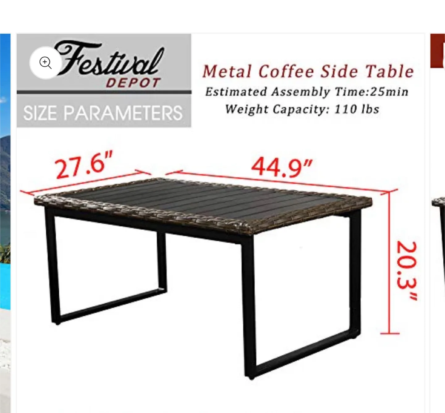 Festival Depot Metal Coffee Side Table image indicator(3)
