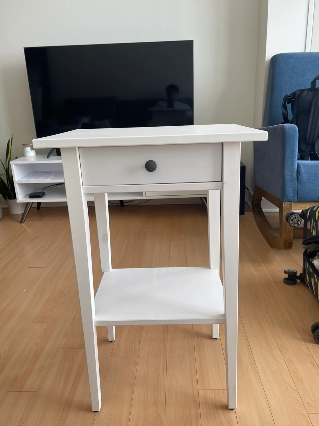 White Bedside Table with Drawer