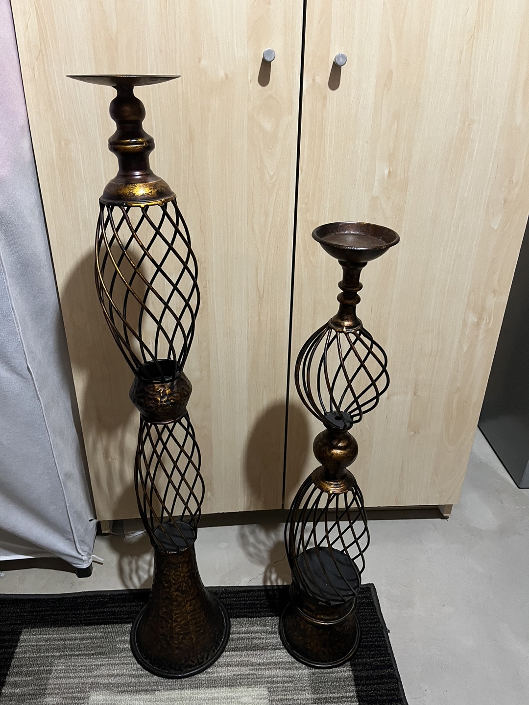 Decorative Metal Candle Holders - Set of 2