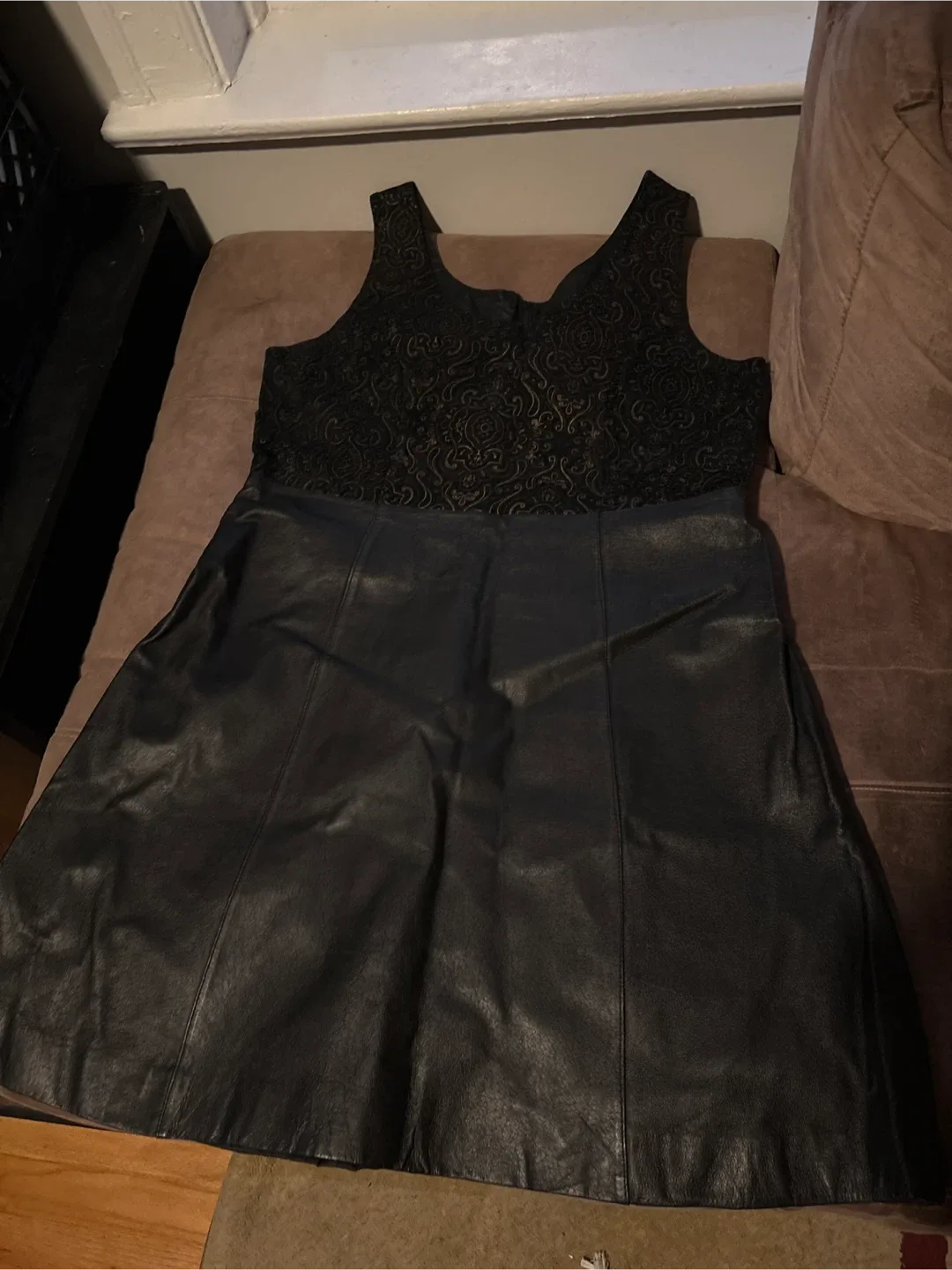 Accent On You- Vintage Black Real Leather Dress image indicator(3)
