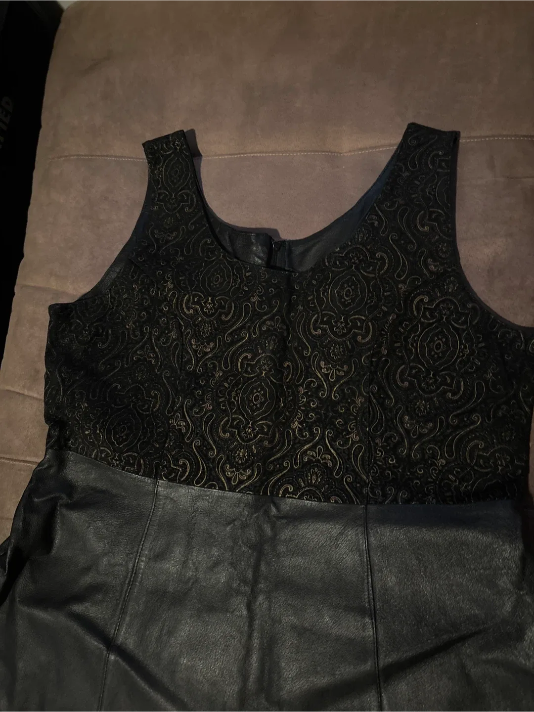 Accent On You- Vintage Black Real Leather Dress image indicator(4)