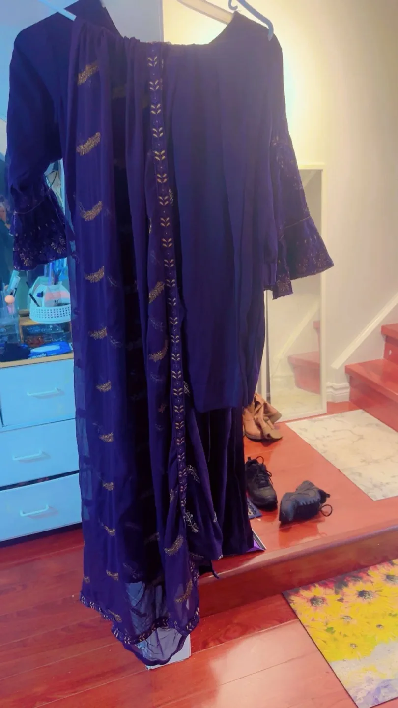 Purple Embroidered Salwar Kameez image indicator(3)