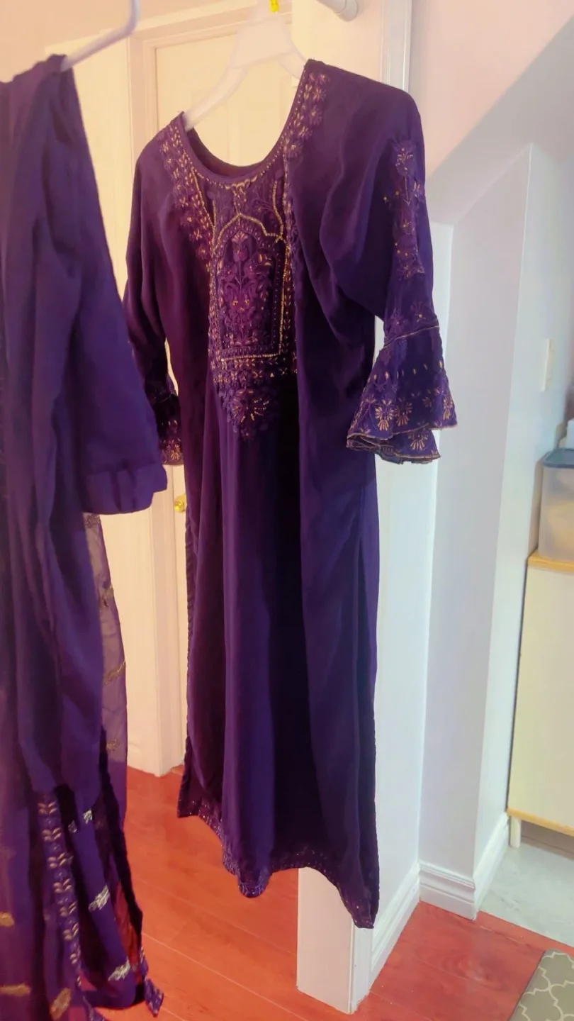 Purple Embroidered Salwar Kameez image indicator(2)