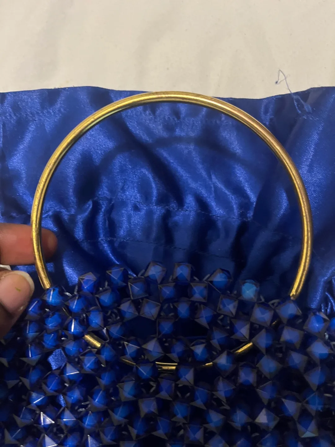 Blue Beaded Drawstring Purse image indicator(2)