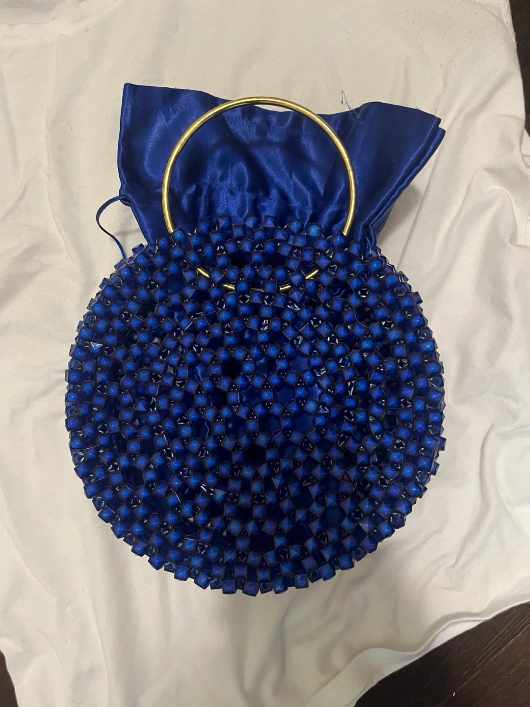 Blue Beaded Drawstring Purse image indicator(3)