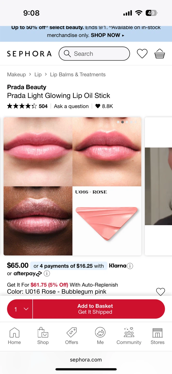 Prada Light Glowing Lip Oil Stick - U016 Rose - photo 4