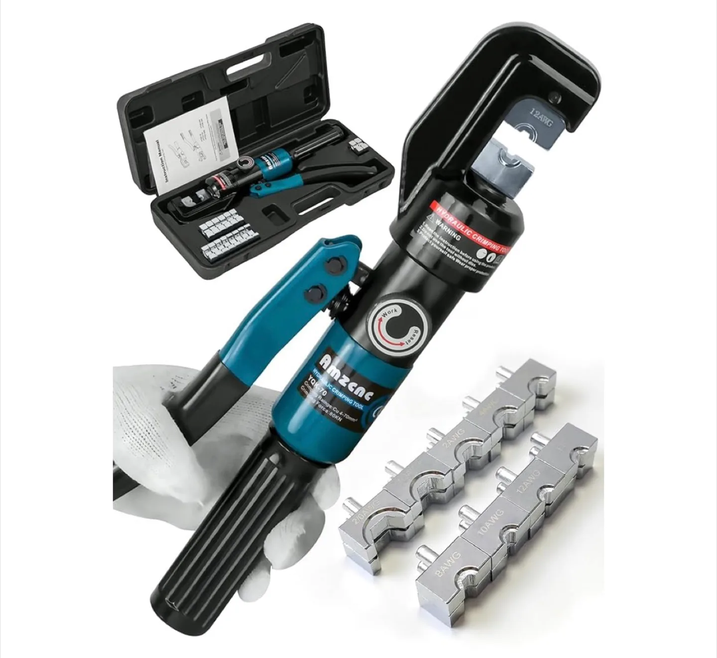 Amzcnc Hydraulic Wire Crimper YQK-70 w/ Dies & Case thumbnail