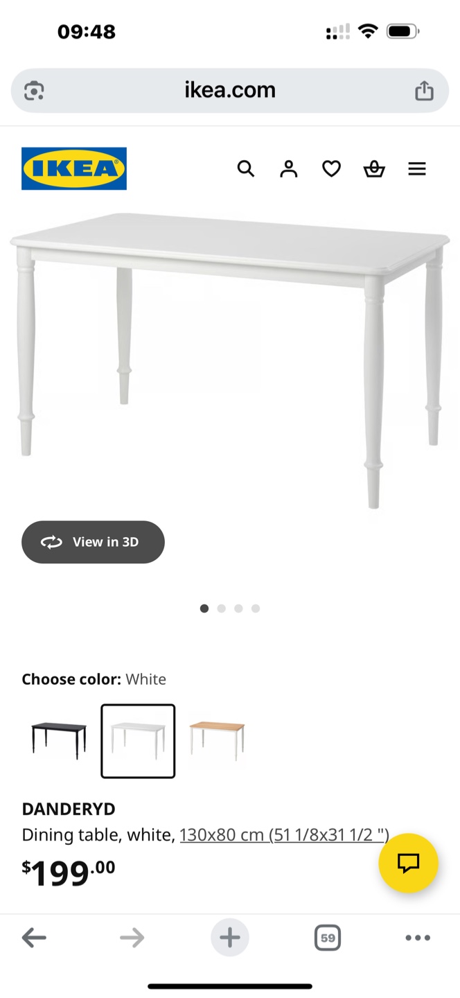 IKEA DANDERYD Dining Table - White, 130x80cm - photo 2