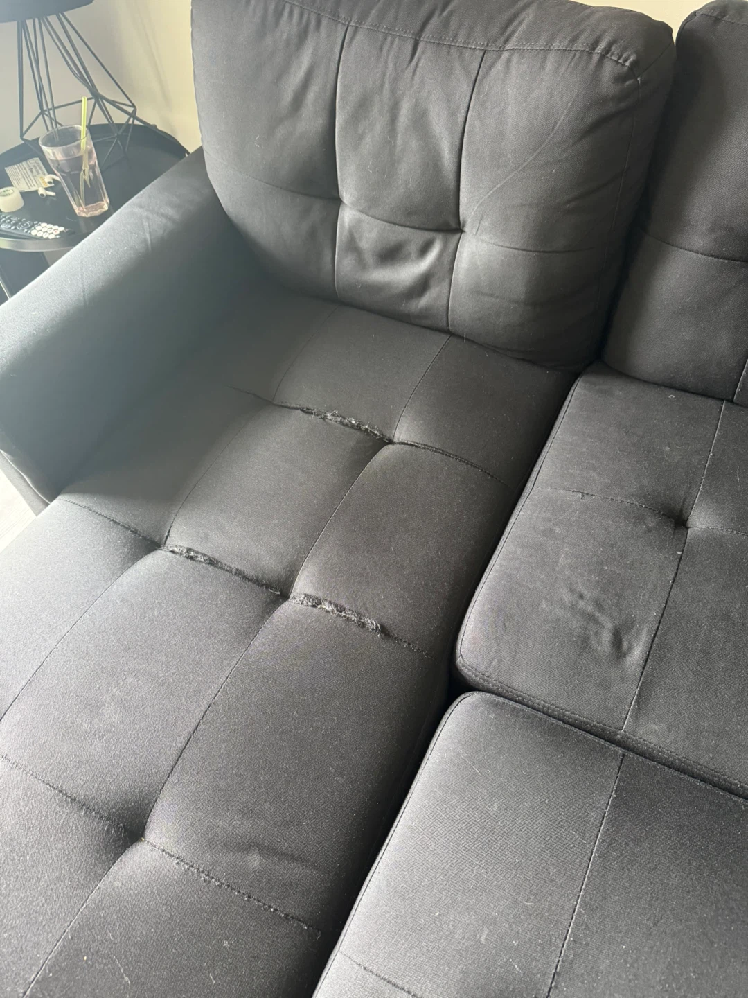 Black Sectional Sofa with Pull-Out Bed - photo 3