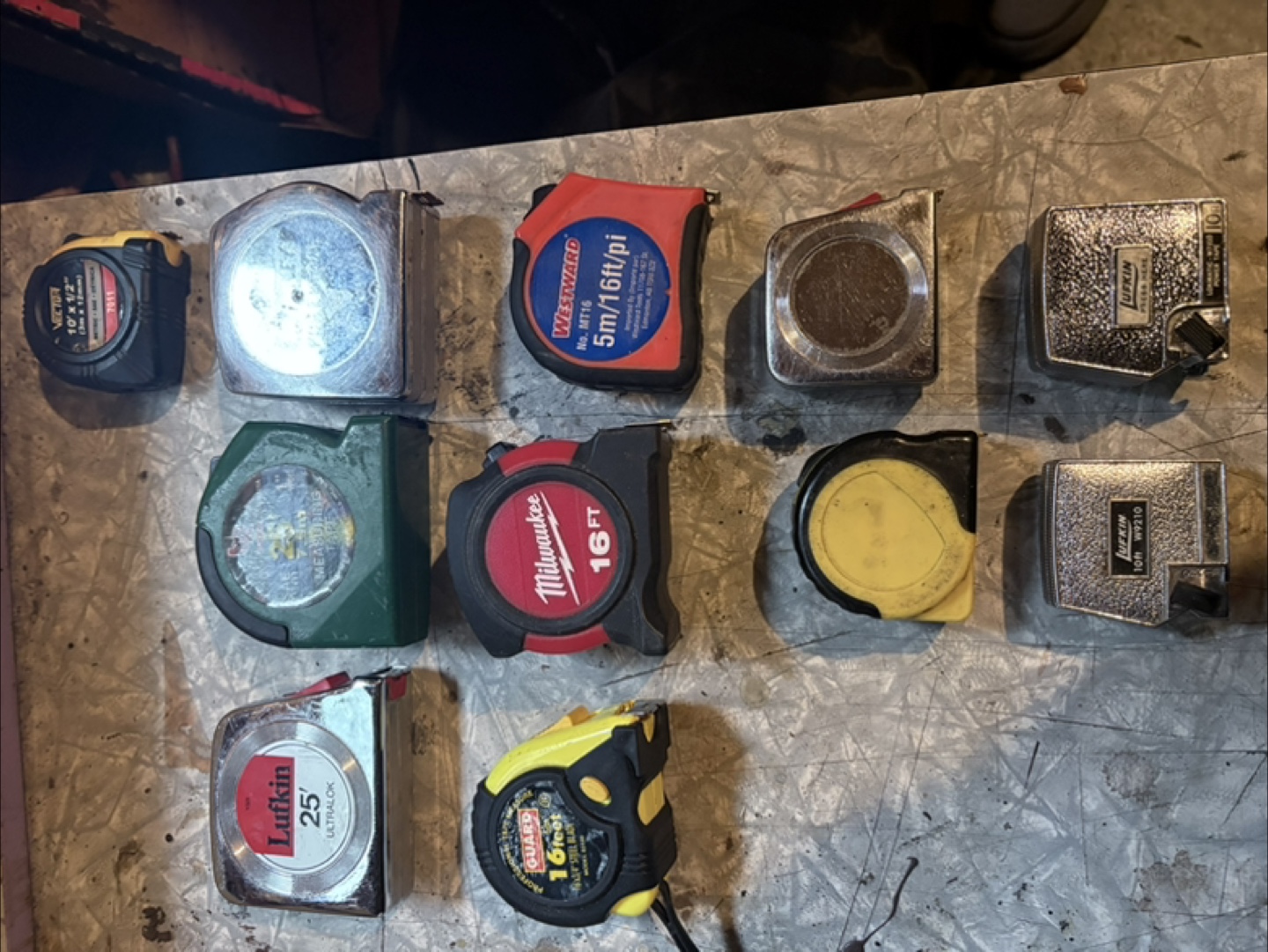 Mixed Lot of Tape Measures: Lufkin, Milwaukee, Westward