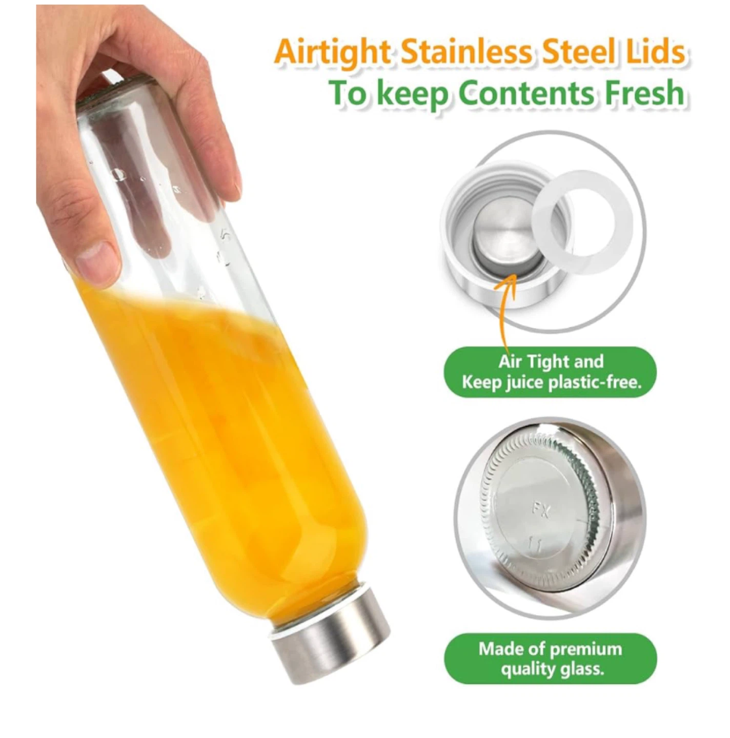 Glass Juicer Bottles - 6 Pack, 18 oz - photo 5