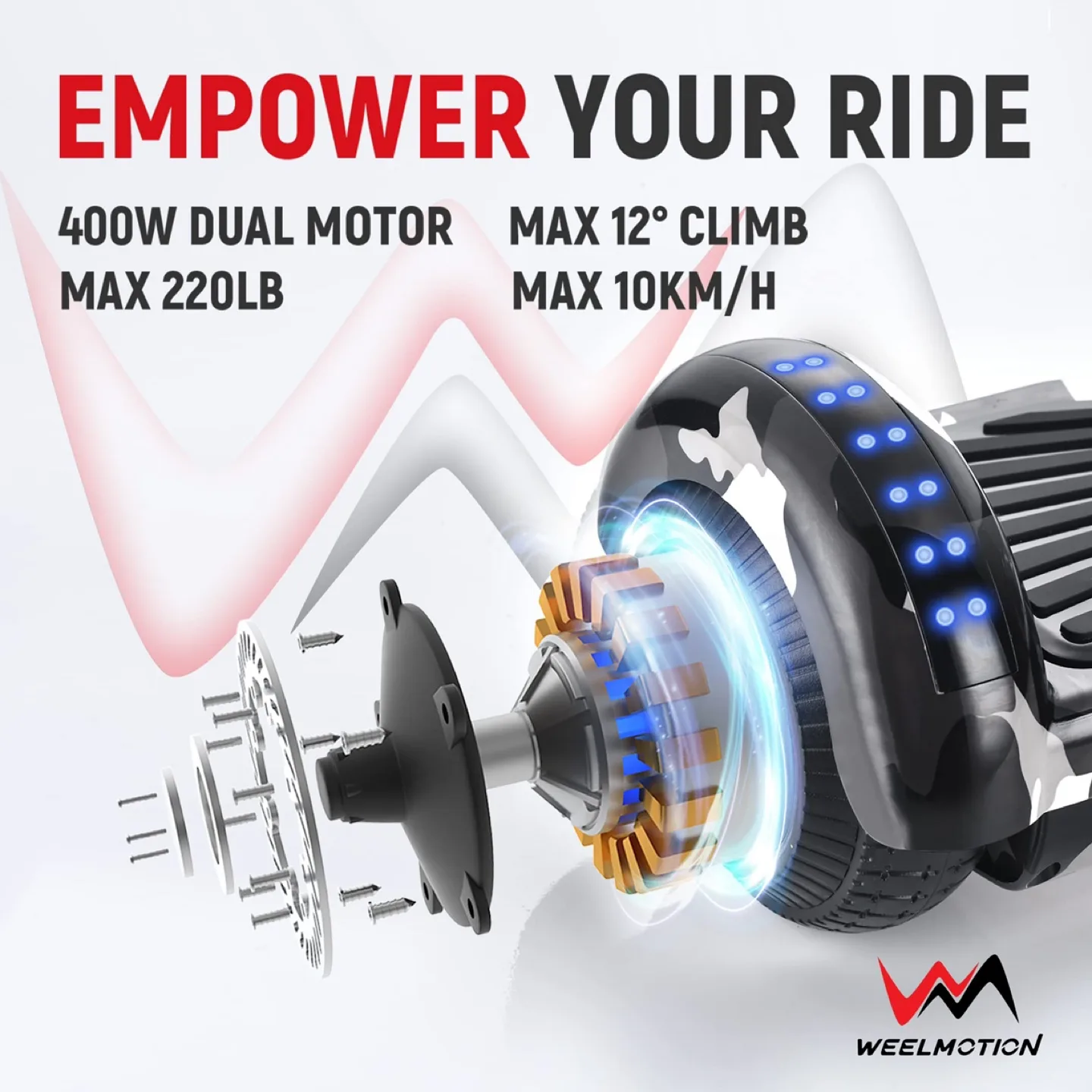 WEELMOTION 6.5" Graffitti Hoverboard w Shining Terrain Wheels image indicator(2)