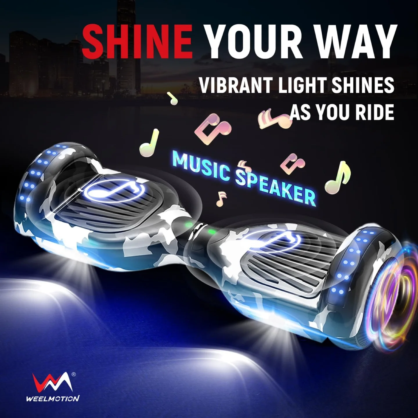 WEELMOTION 6.5" Graffitti Hoverboard w Shining Terrain Wheels image indicator(5)