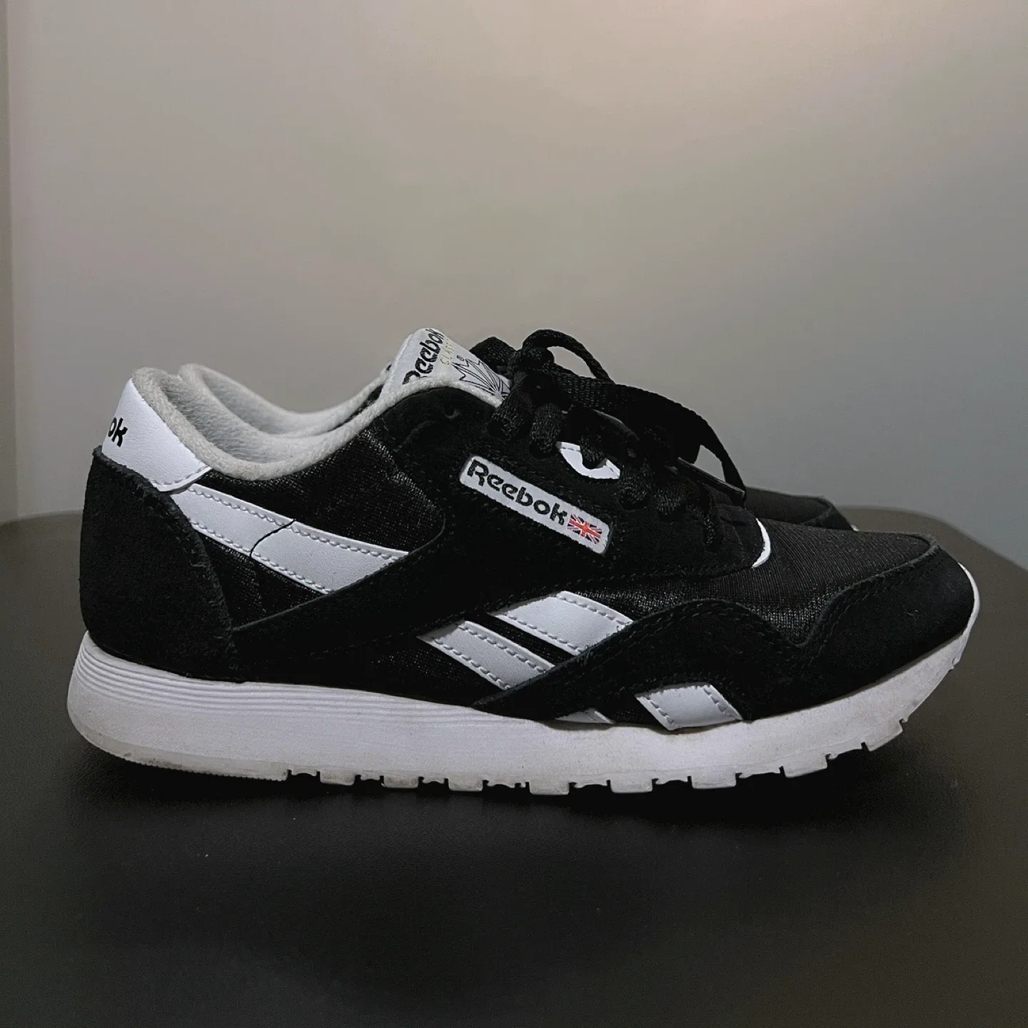 Reebok Classic Nylon Shoes - Black/White (Women US 6) thumbnail