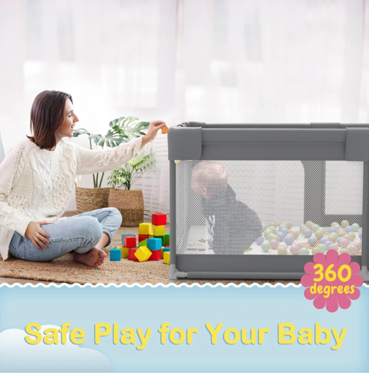 Grey Baby Playpen - Extra Large 71x59 - photo 4