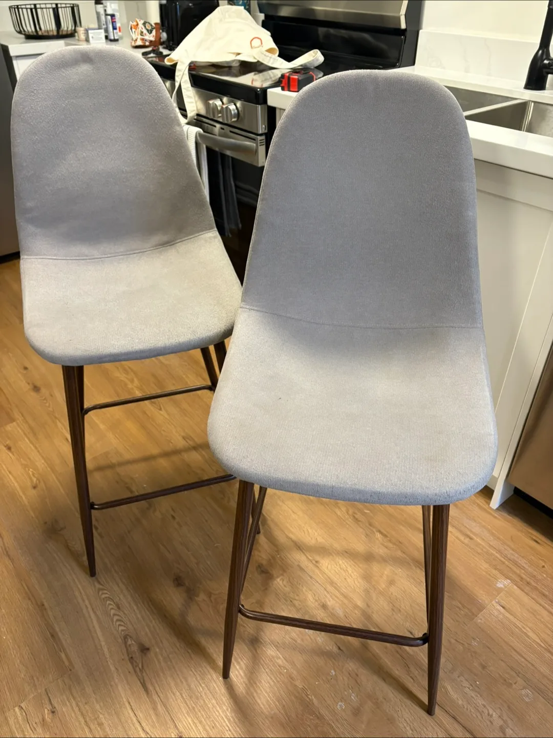 Set of 2 Grey Counter Height Stools thumbnail
