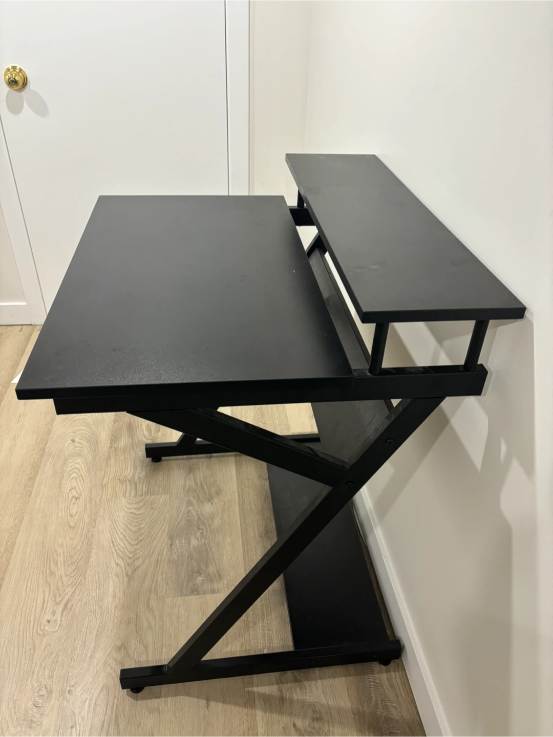 Black Computer Desk with Monitor Shelf - photo 2