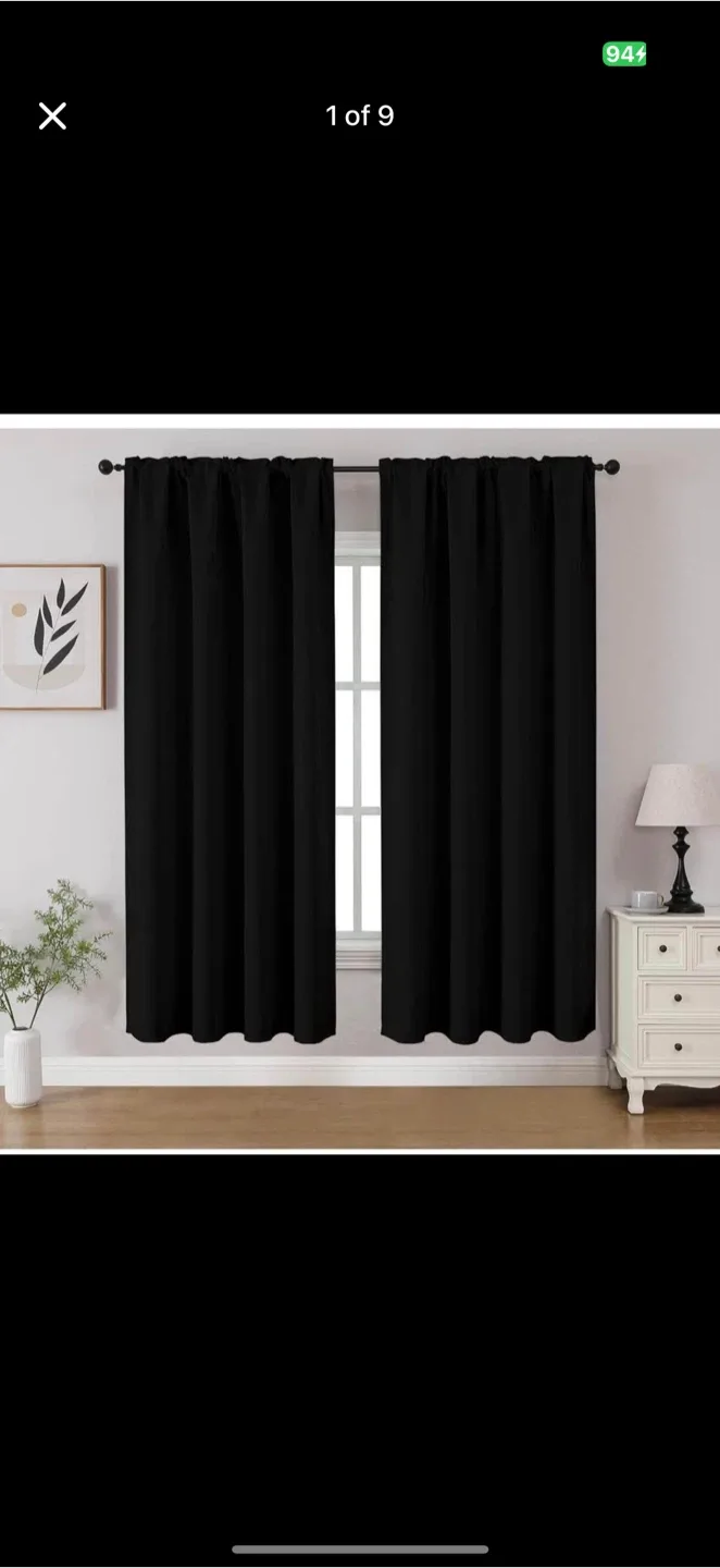 Blackout Curtains - Black, brand new thumbnail