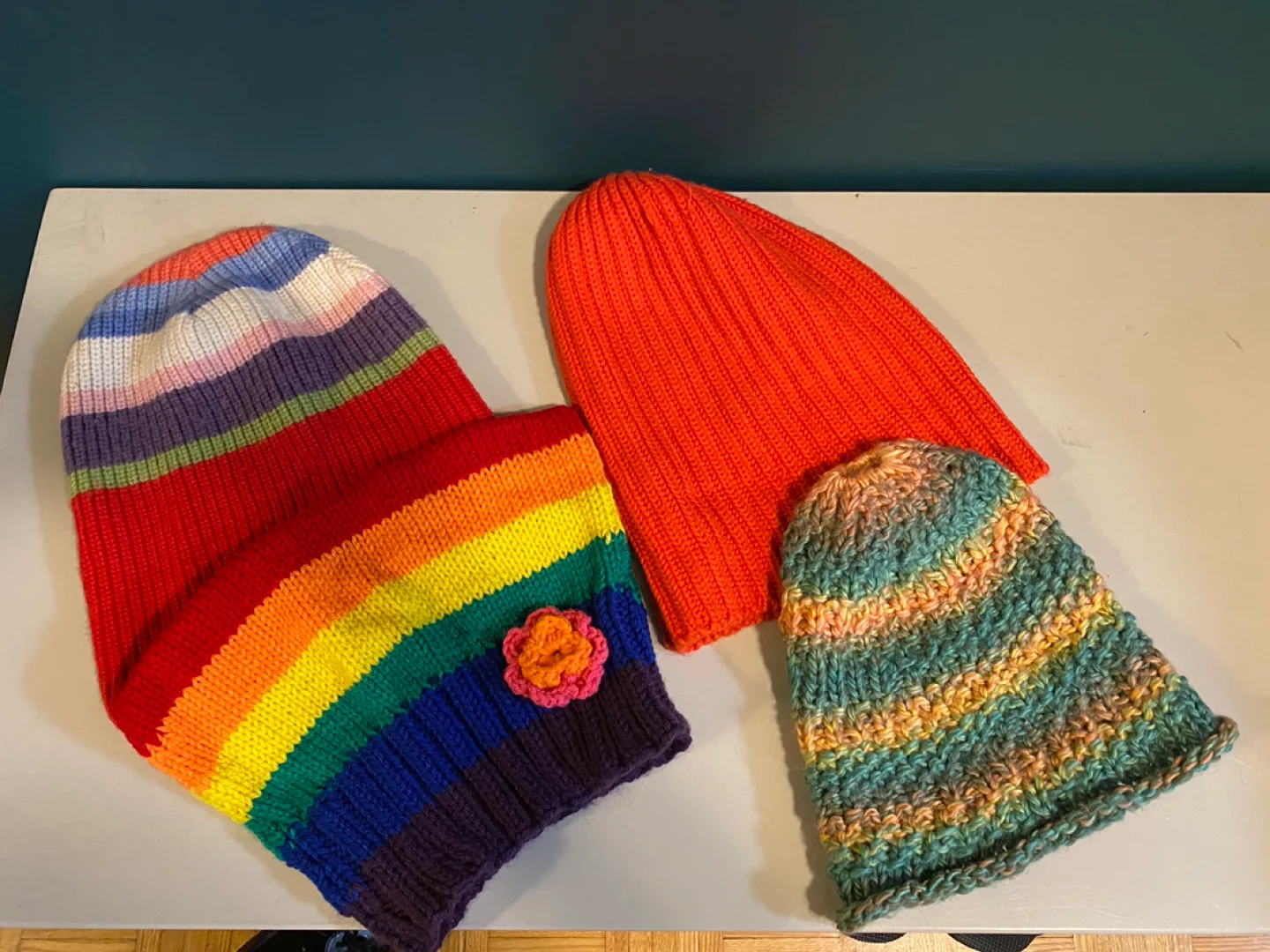 Assorted Knit Beanies - Rainbow, Orange and  Multicolor