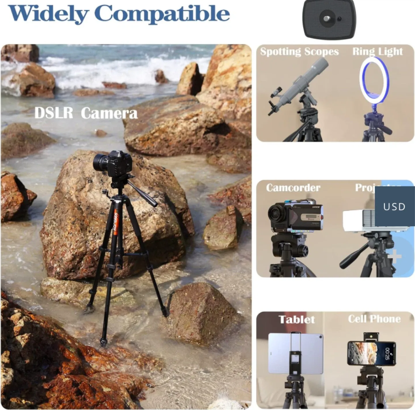 KINGJOY Professional Camera Tripod 75 “ image indicator(3)