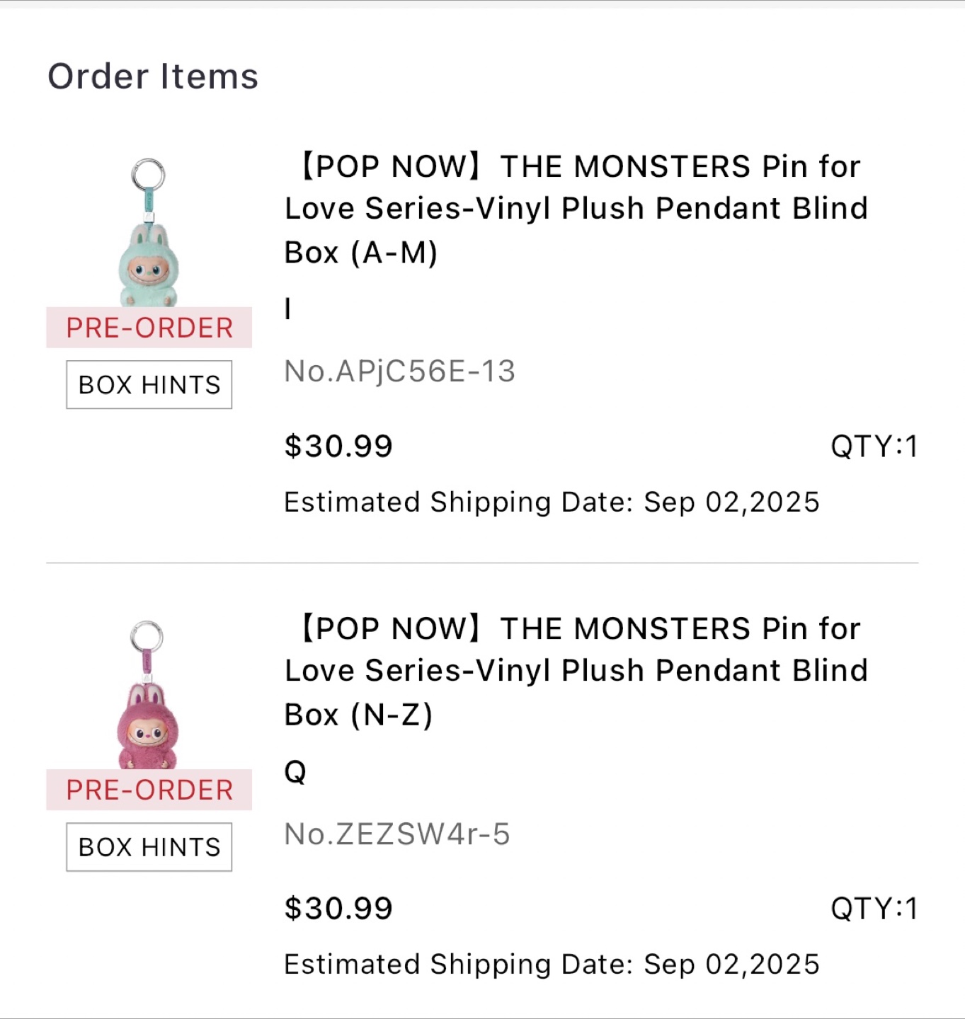 POP NOW! THE MONSTERS Pin Plush Pendant Blind Box