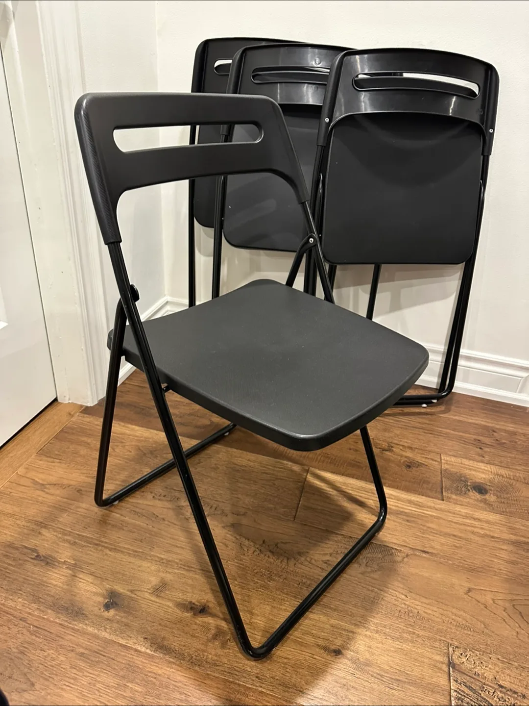 Set of 4 IKEA Folding Chairs - Black thumbnail
