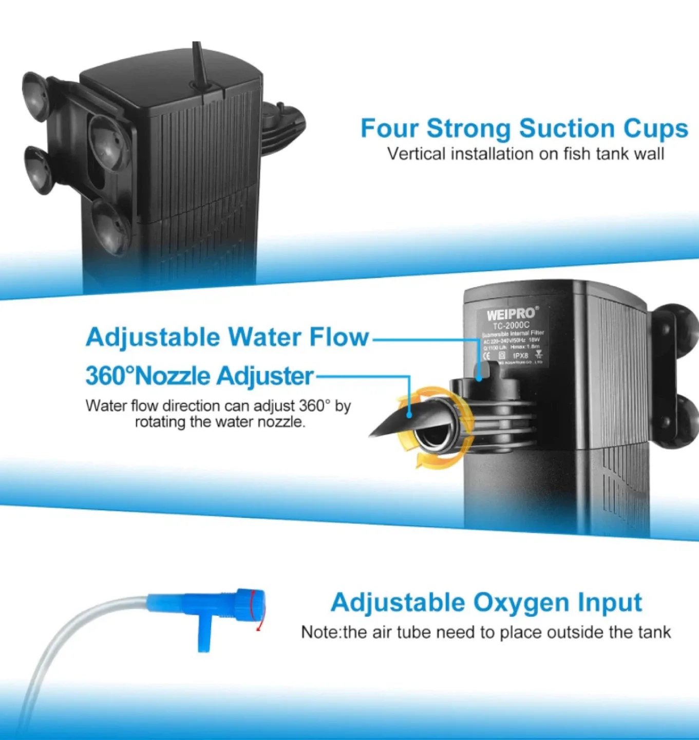 WEIPRO TCE-3000C Submersible Internal Filter image indicator(5)