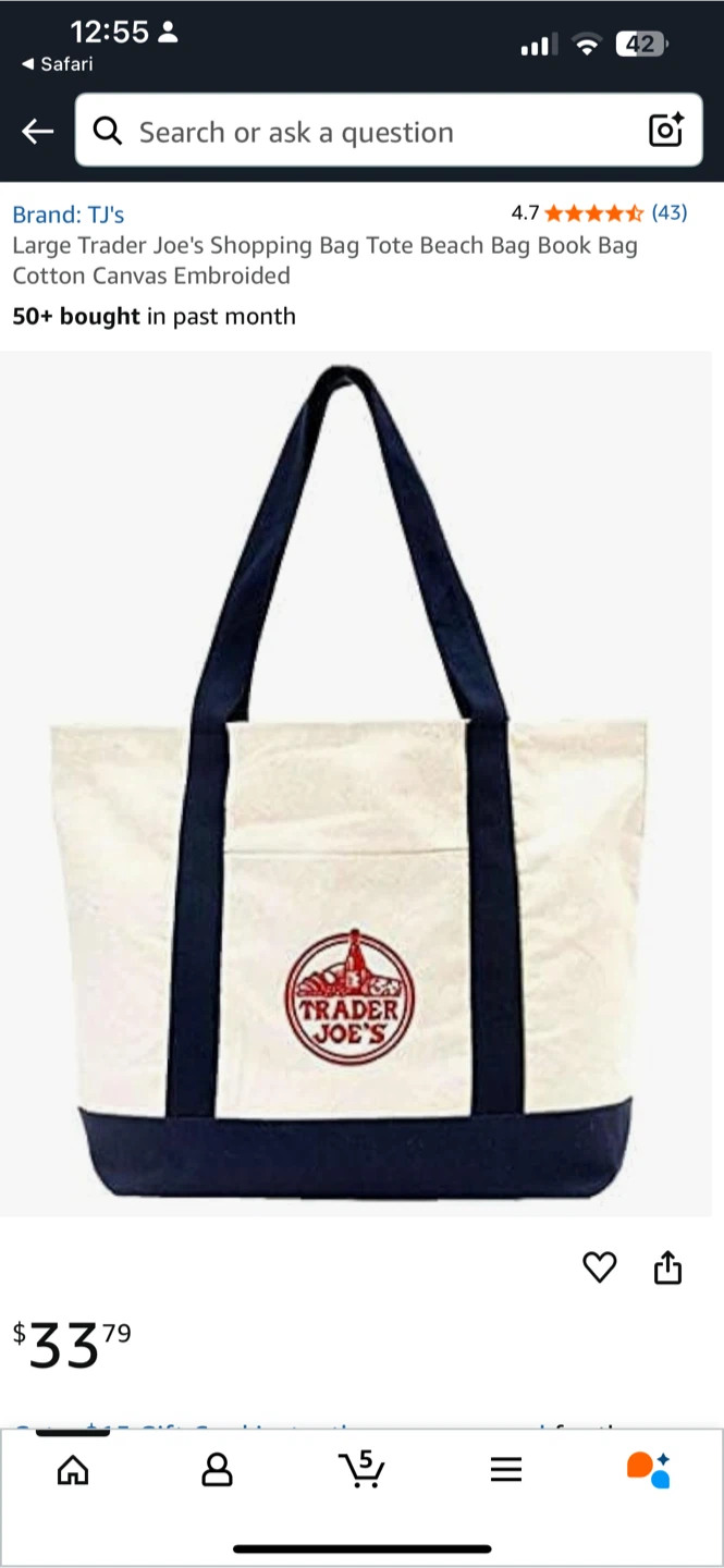 Trader Joe's Large Shopping Tote Bag