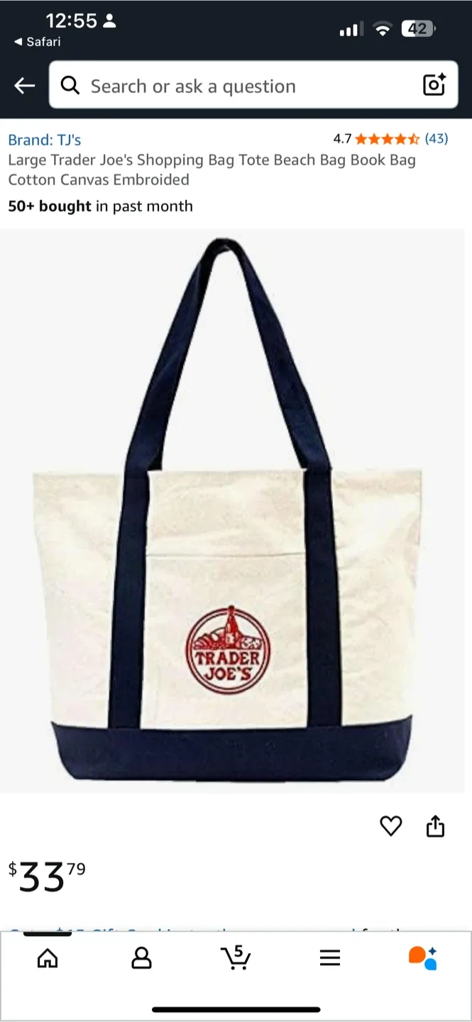 Trader Joe's Large Shopping Tote Bag thumbnail