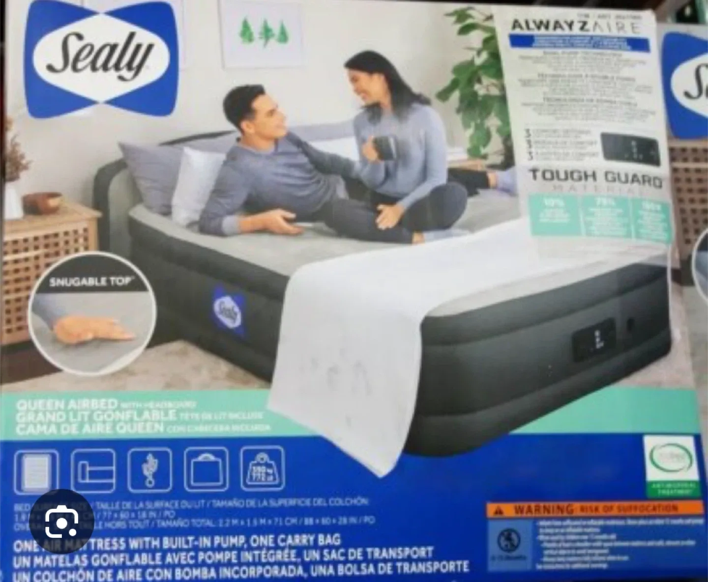Sealy Queen Air Mattress with Built-in Headboard and Air Pump image indicator(8)