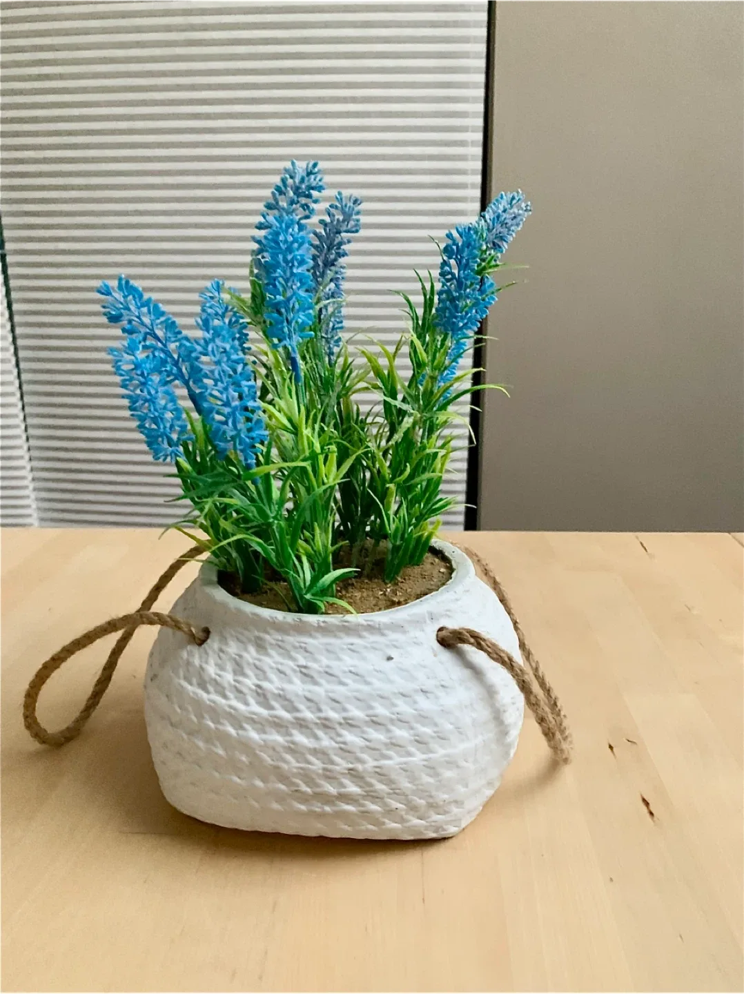 Artificial Blue Lavender Plant in White Pot thumbnail