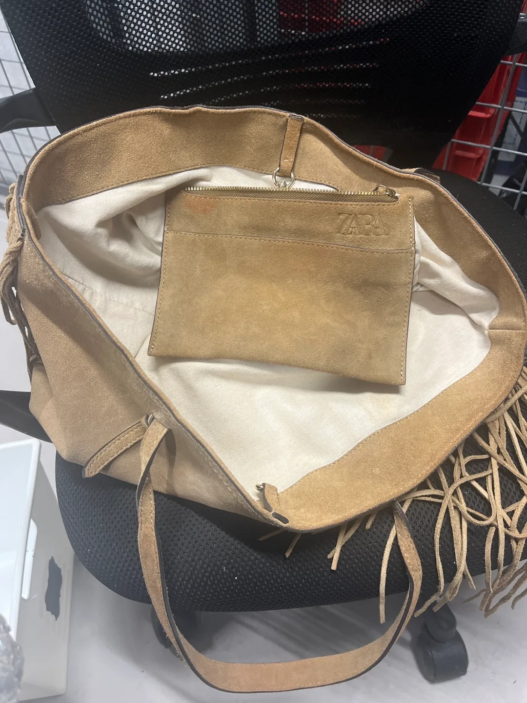 Zara Suede Fringe Tote Bag image indicator(3)