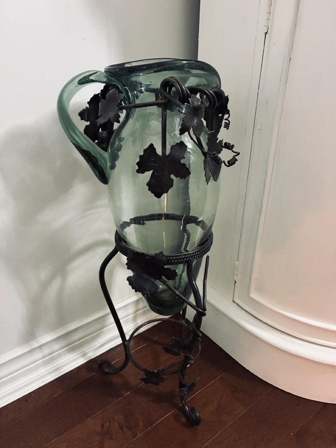 Gorgeous  24” high heavy glass/metal vase thumbnail