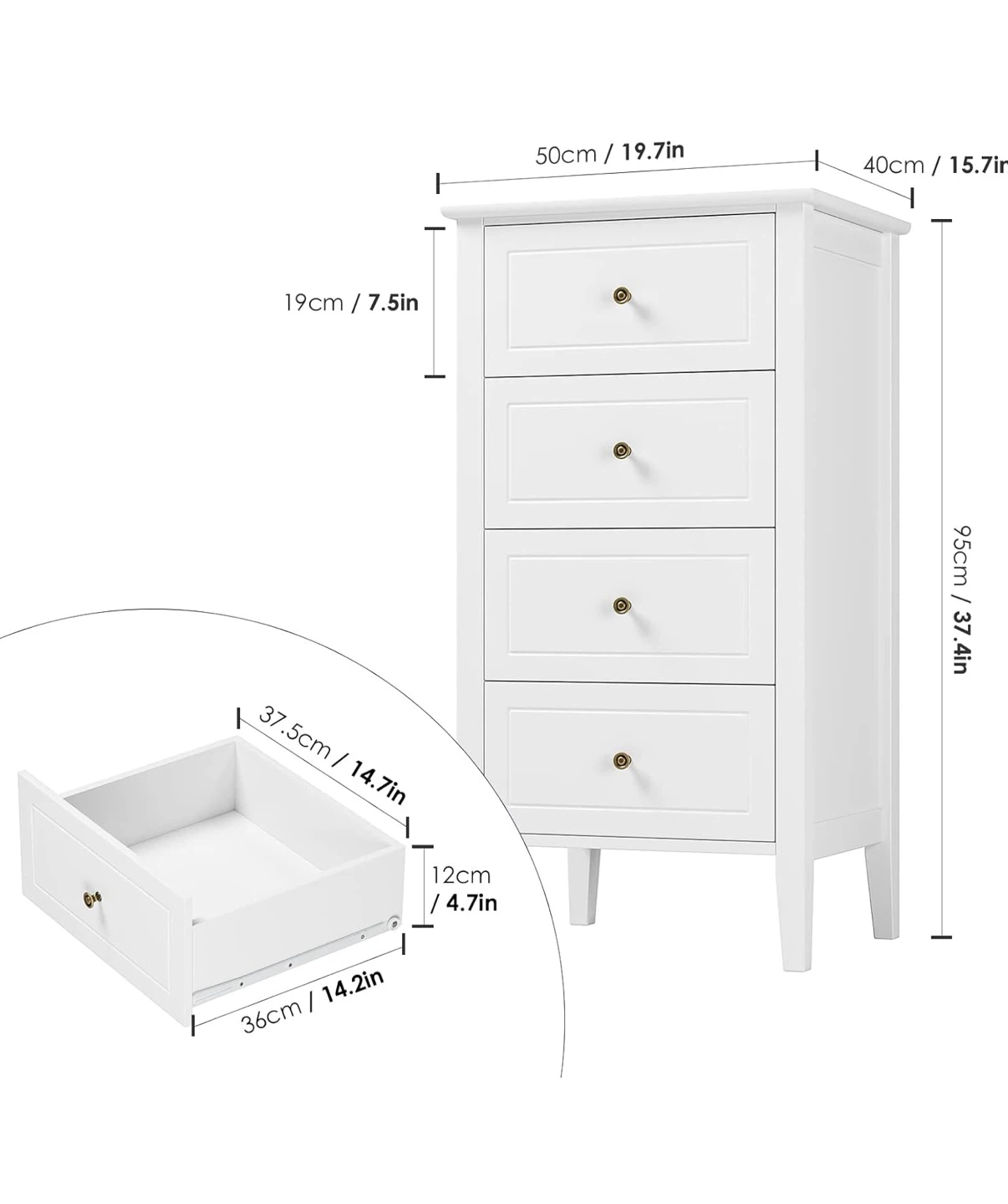 Brand new White 4-Drawer Chest of Drawers