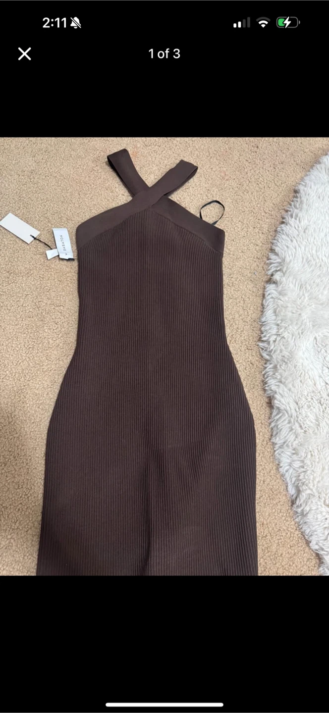 Babaton Sculpt Knit Dress - XS - Brown