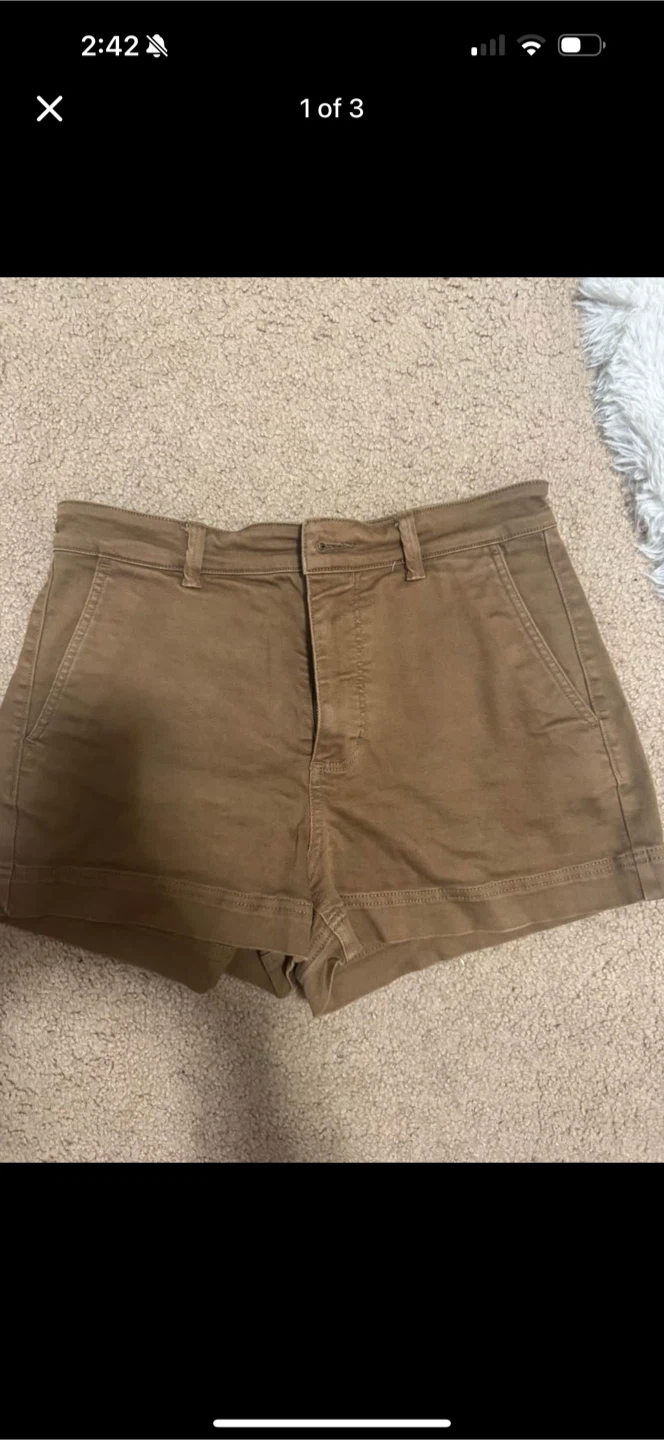 brown denim shorts