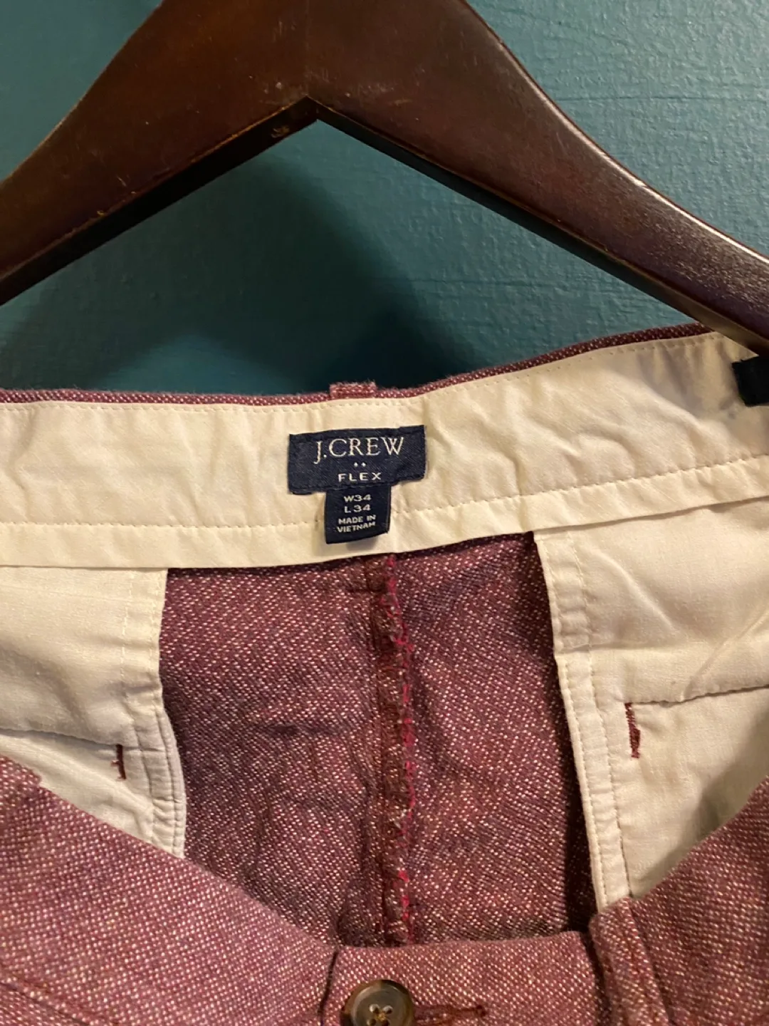 J.Crew Flex Burgundy Pants & two shorts old navy and uniqlo image indicator(4)