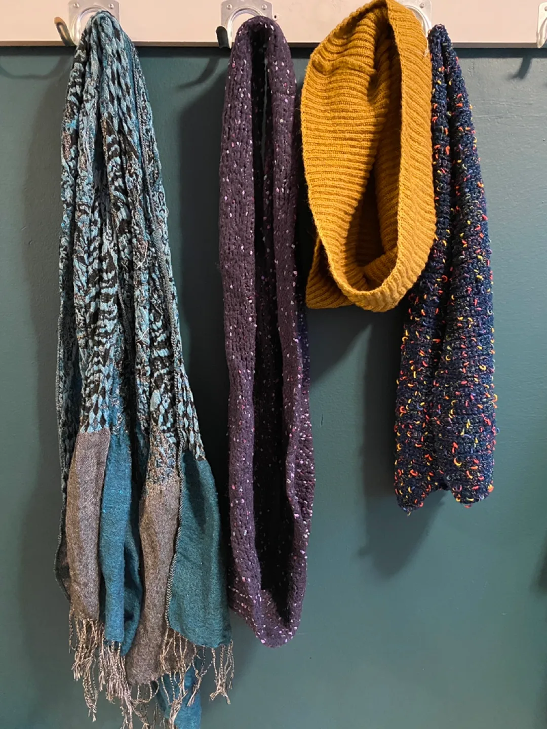 Assorted Scarves - Blue, Purple, and Yellow