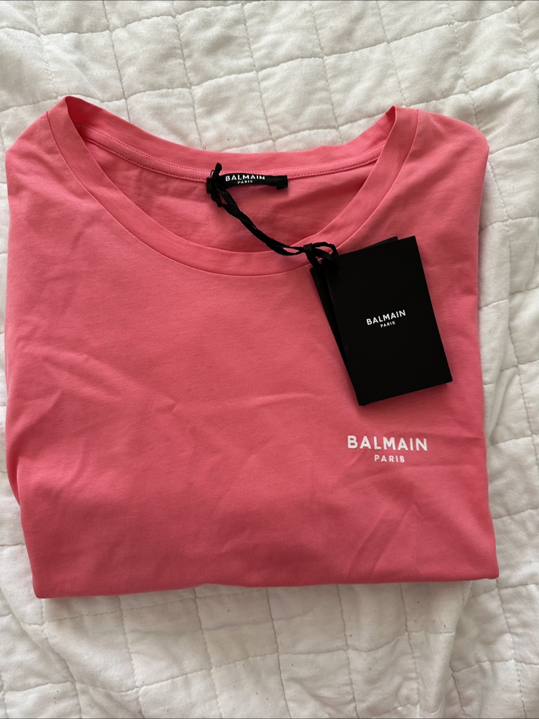 New Balmain Paris Pink Tee - Size XL