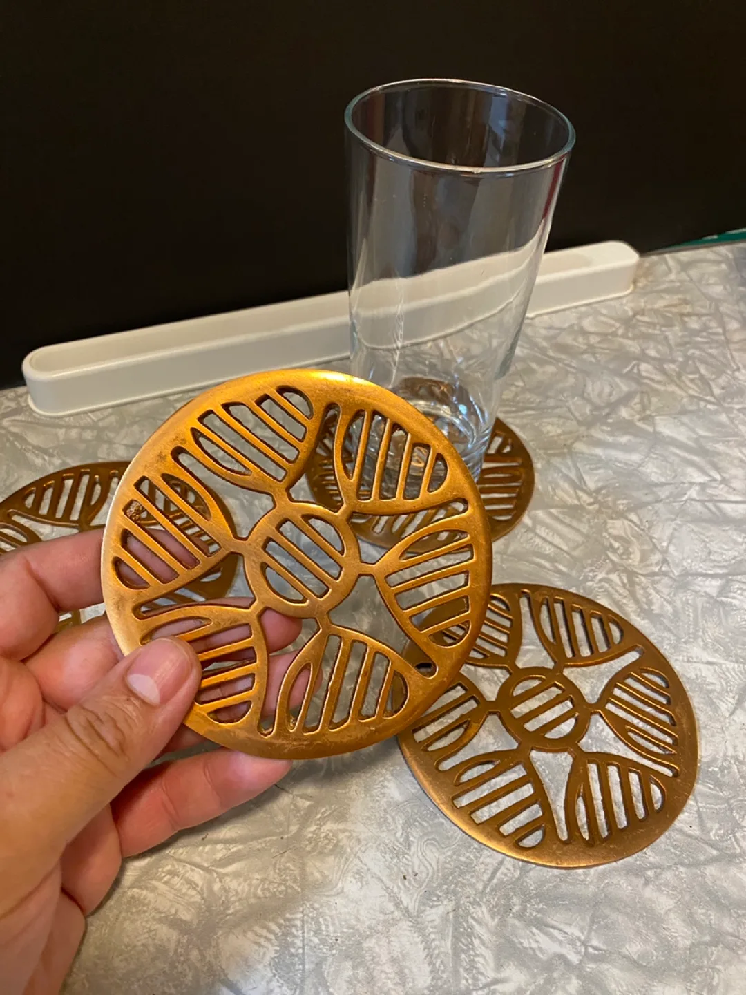 Vintage CB2 Copper Coasters - Set of 4 - New thumbnail