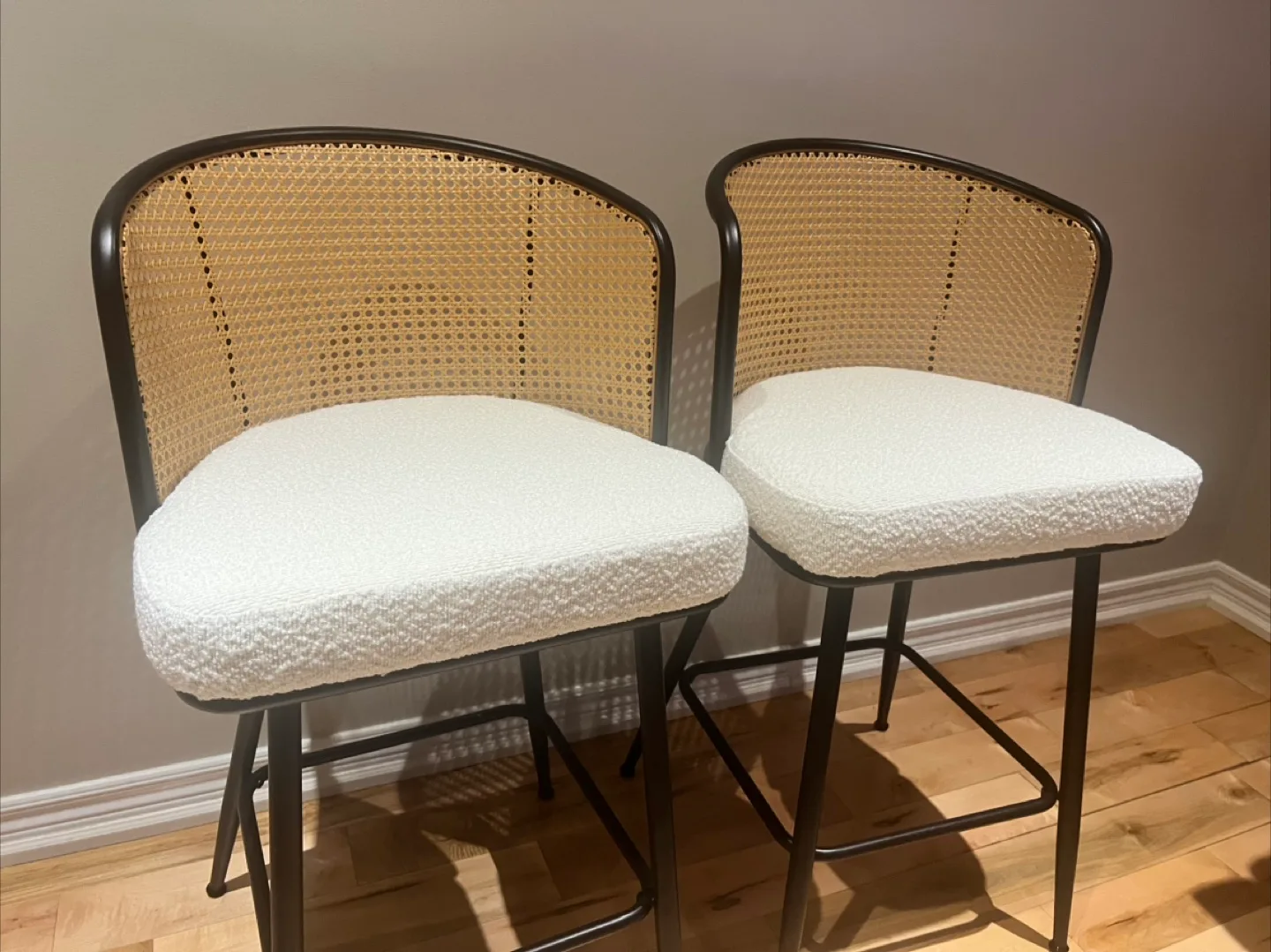 NEW Pair of Rattan Counter Height Bar Stools image indicator(2)