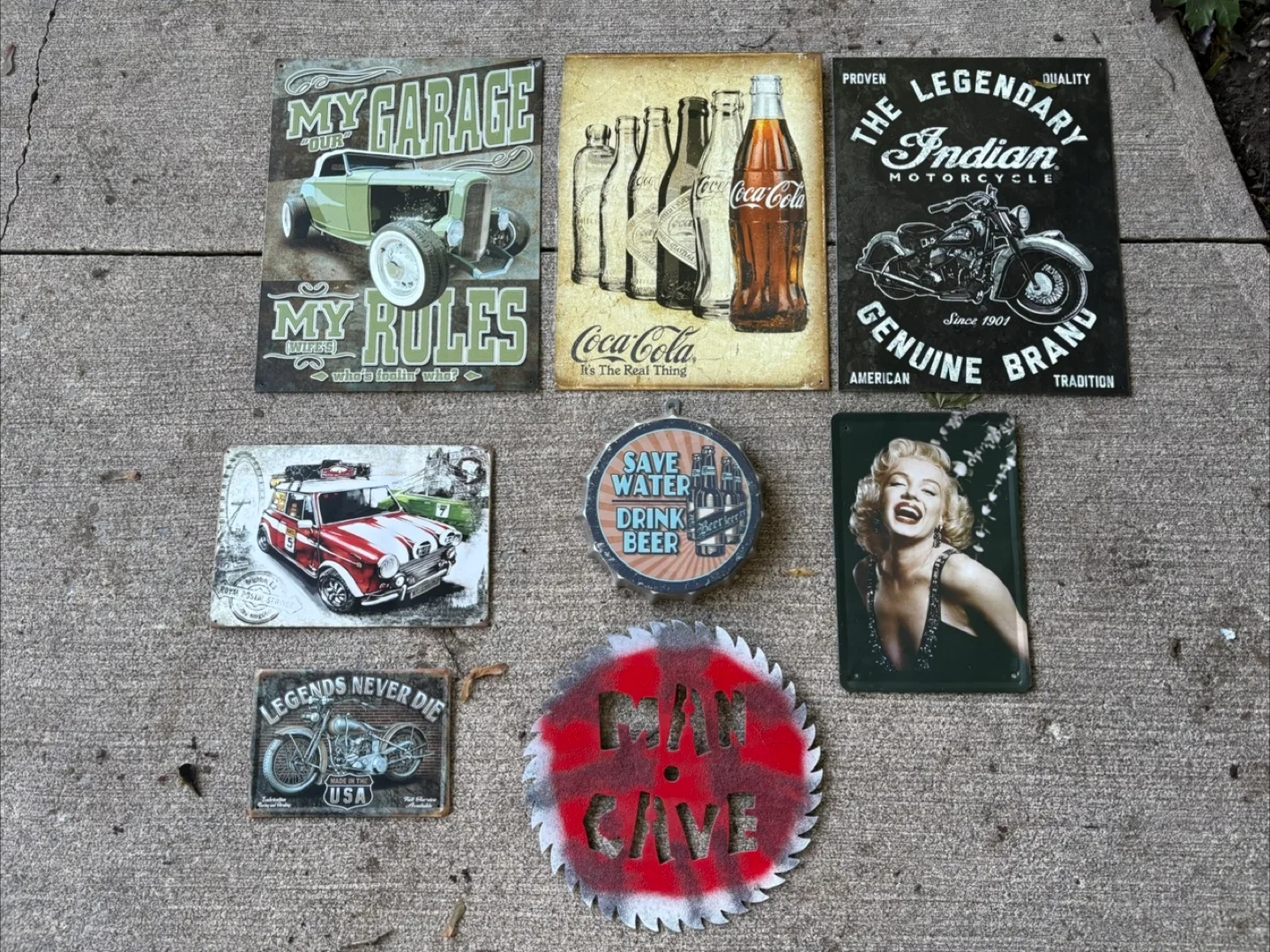 Assorted Metal Garage & Car Signs thumbnail