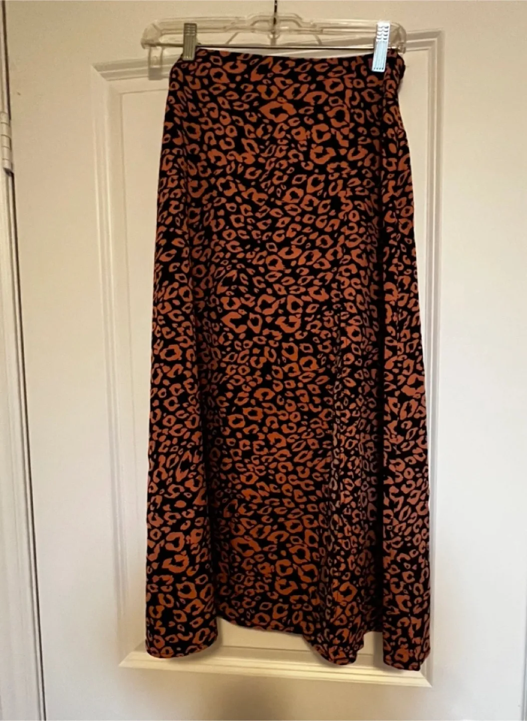 Orange and Black Leopard Print Maxi Skirt image indicator(2)