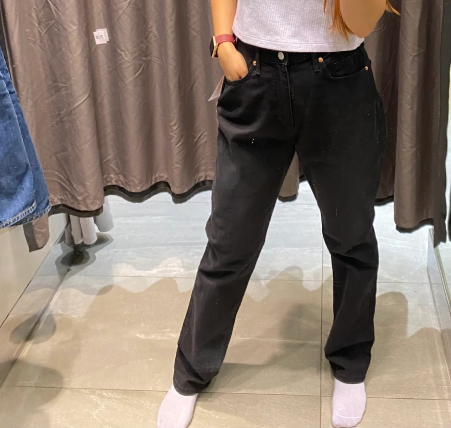 H&M Black Vintage Straight Fit Jeans - Size 6 thumbnail