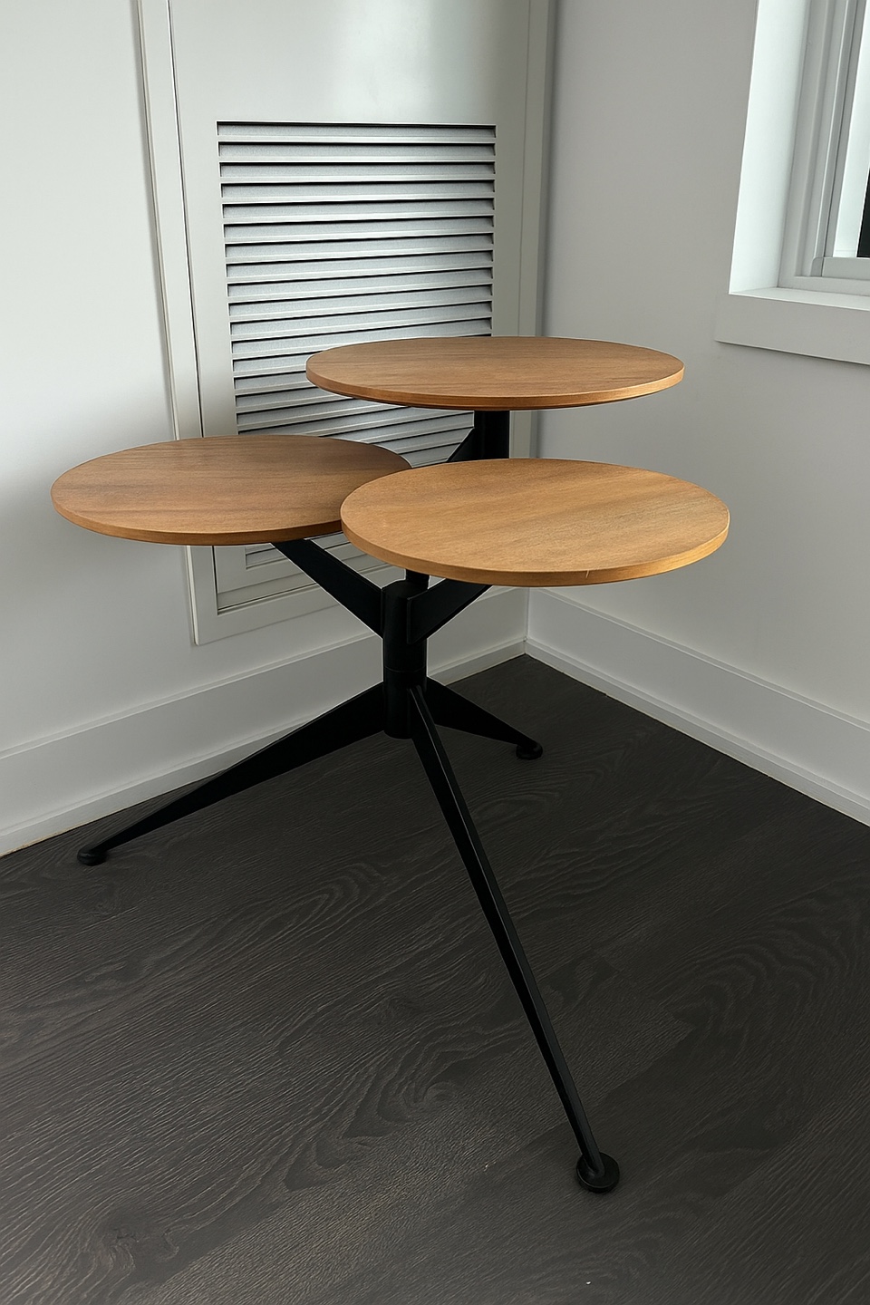 First come first serve* Modern 3-Tier - Wood & Black Metal