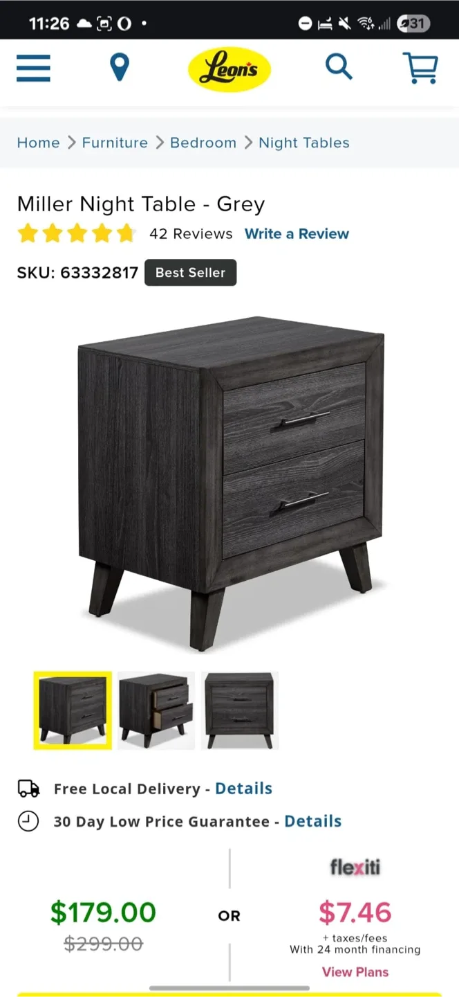 Miller Night Table - Grey image indicator(3)