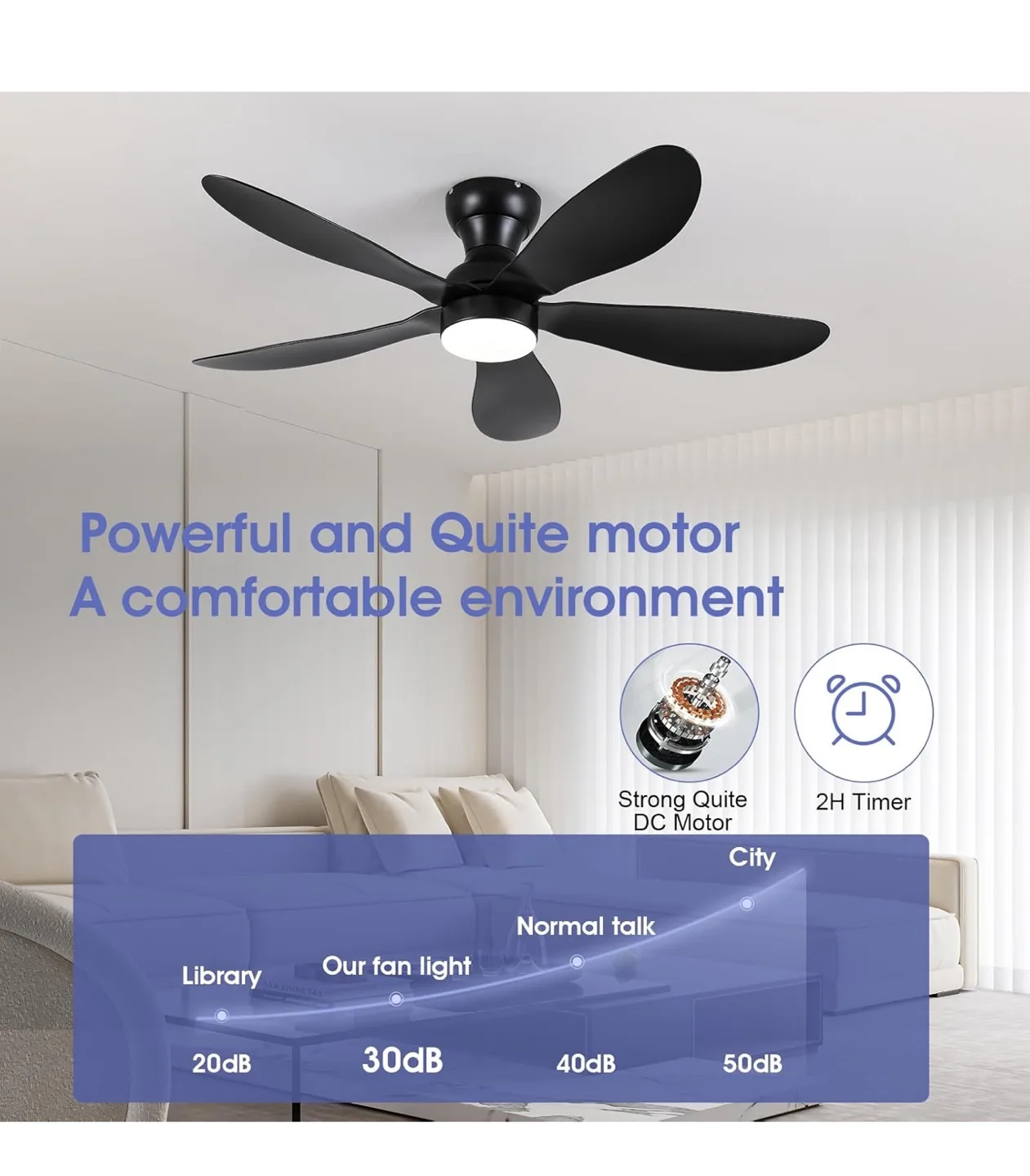 Kviflon 44 Inch Black Ceiling Fan image indicator(4)