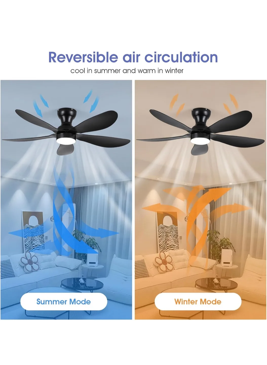 Kviflon 44 Inch Black Ceiling Fan image indicator(7)