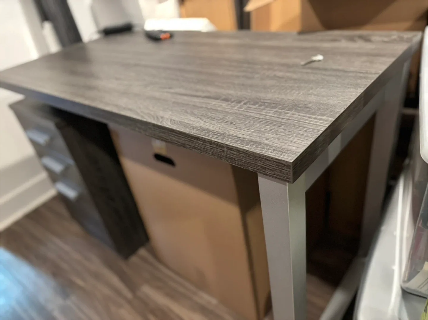 Grey Woodgrain Desk with Drawers image indicator(2)